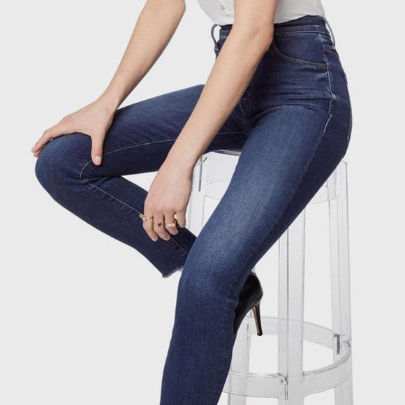 MOTHER High Rise Dark Wash The Stunner Ankle Fray Jeans - Picture 2 of 13